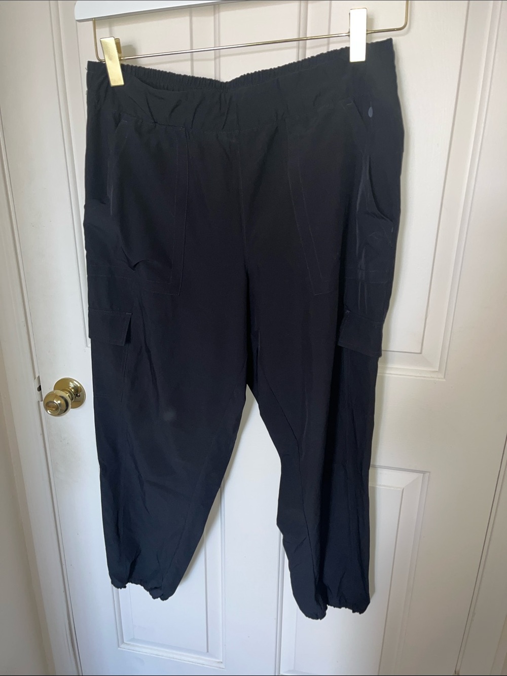 Apana Black Cargo Joggers with Elastic Waist